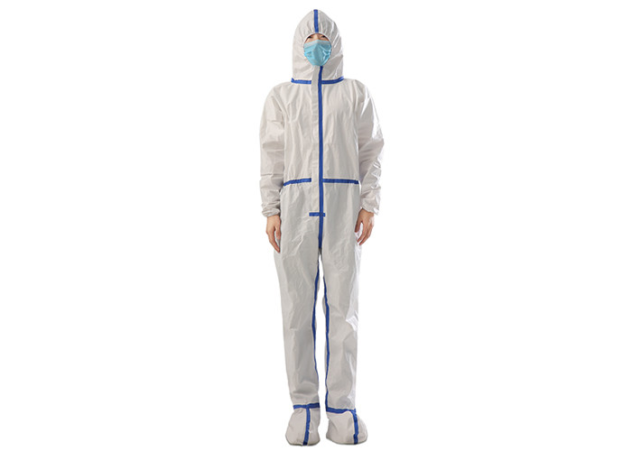 Breathable Antibacterial 65g Disposable Protective Coverall Skin Friendly