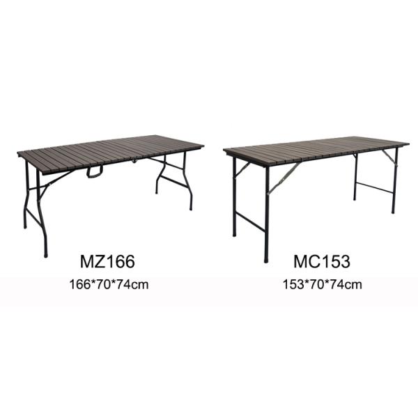 Metal Outdoor Foldable Portable Wood Grain HDPE Plastic Folding Beer Picnic Dining Table