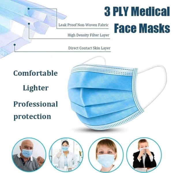 Earloop Disposable Non Woven 3 Ply Surgical Medical Face Mask