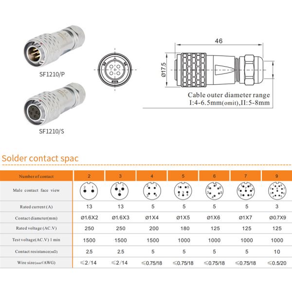 WEiPU SF12 Plastic M12 Waterproof Circular Power Plug Socket Wire Joint Connector 2 3 4 5 7 9Pin for Solar Audio Visual System