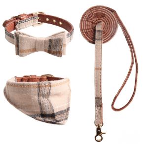 Quality luxurious Collars Triangular Scarves Leashes Dog Sets wholesale