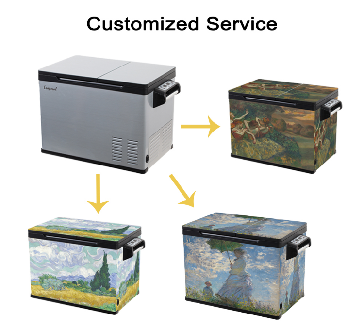 Car Fitment Supply Portable Freezer 12V 24V Camping Refrigerator With Solar Panel