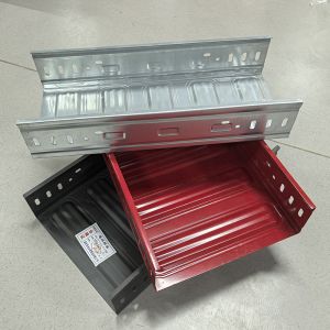 Customizable Length Galvanized Steel Solid Bottom Cable Tray 50mm - 300mm /