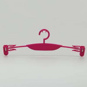 China Custom Printing Logo Plastic Lingerie Hangers Rose Red Undergarments Hanger on sale