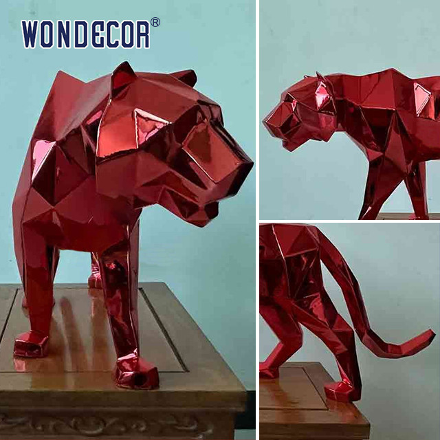 Large Outdoor Metal Forging Geometric Animal Cheetah Stainless Steel Sculpture