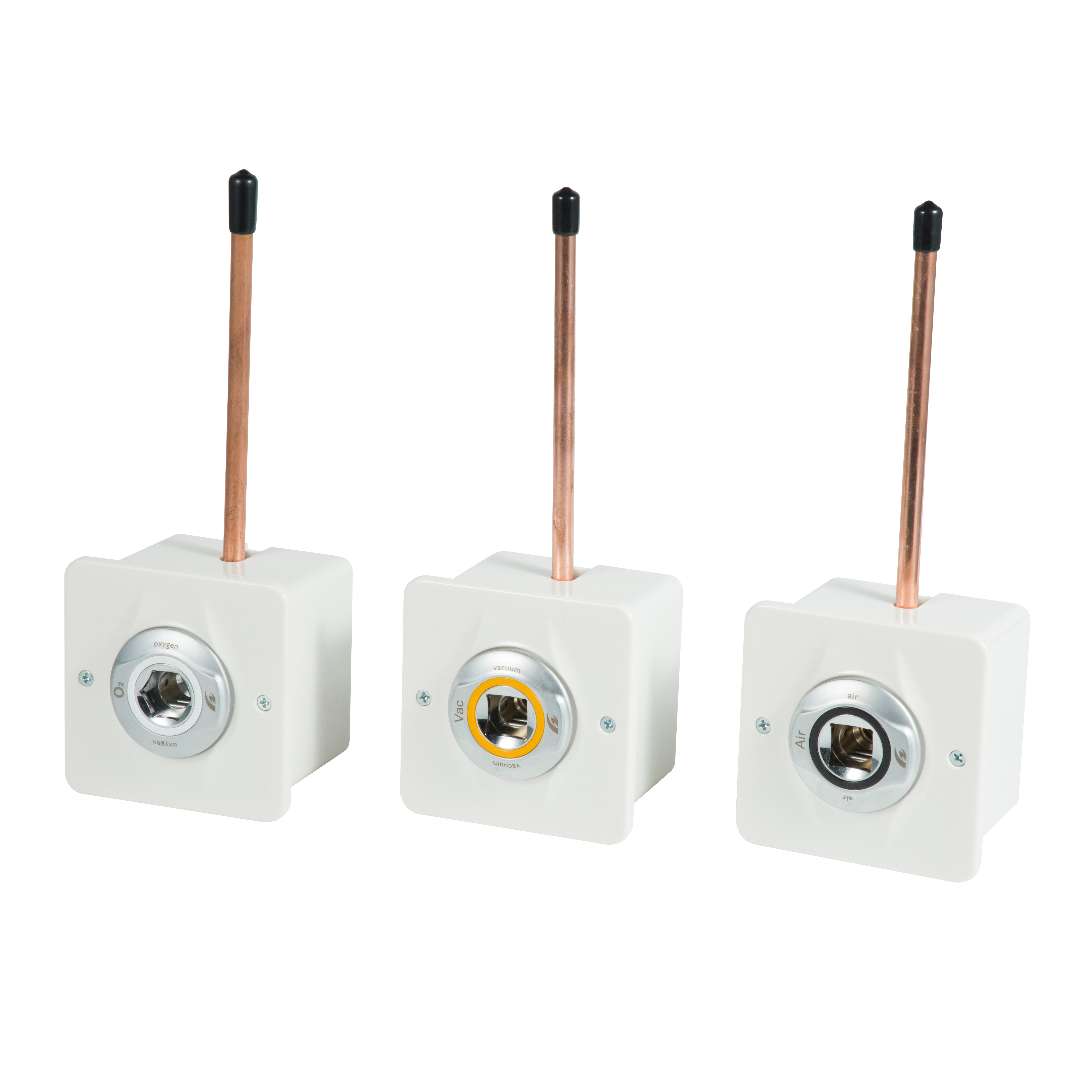 DIN Metal Medical Gas Outlets Wall Mounted For O2 VAC Air N2 N2O CO2