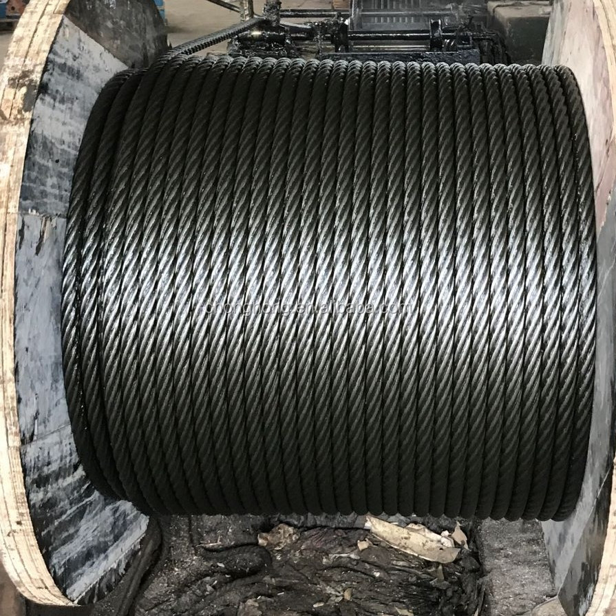 Carbon Steel Rope 3/16" 7x7/7x19 Black Powder Steel Wire Rope Galvanized Black Aircraft Cable with High Tensile Strength