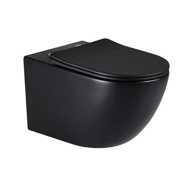 Floor Mounted Matt Black Monoblok Toilet Luxury Two Piece Bathroom Sets 680x370x830mm