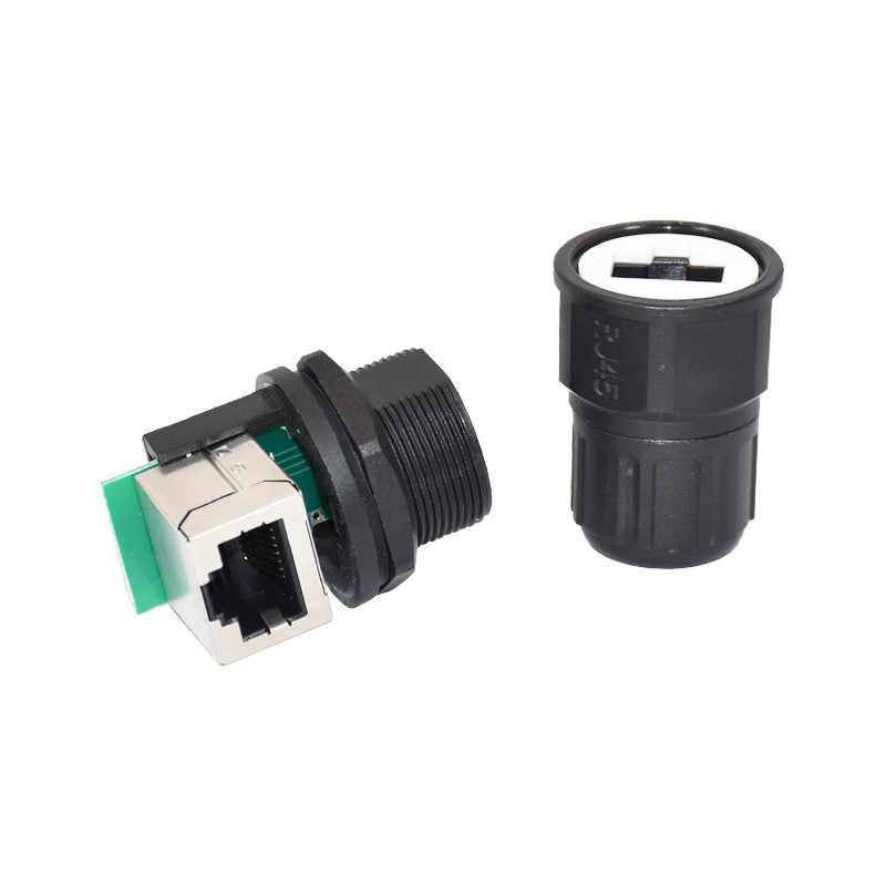 DC Ethernet Splitter Connector Waterproof Panel Mount Rj45 Connector