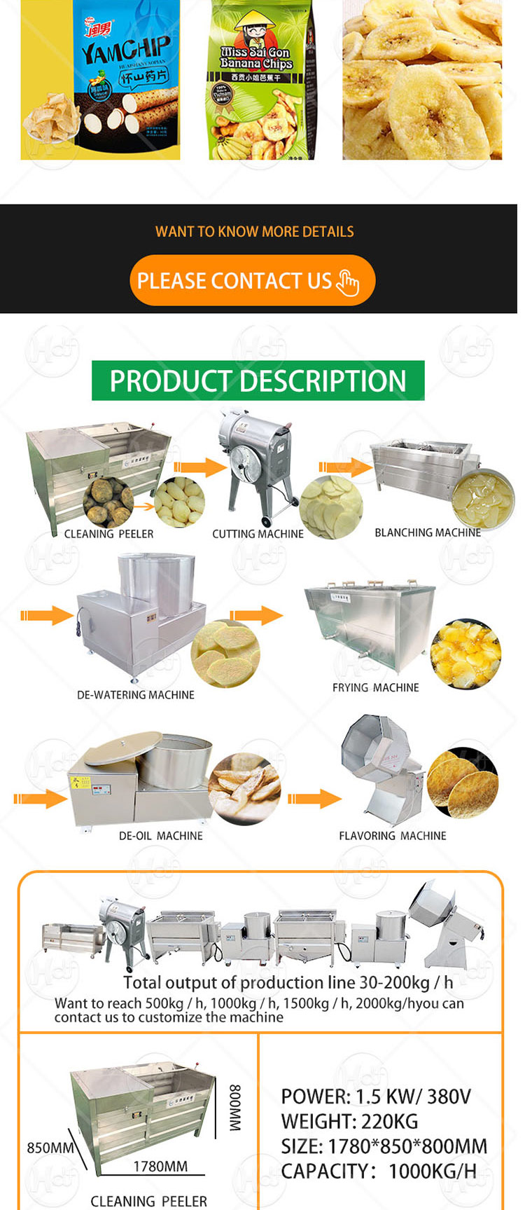 Excellent quality full automatic potato chips production line/fresh potato chips making machine/frozen french fries