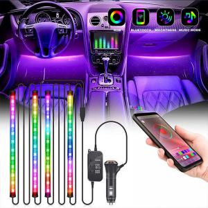 China Led Car Atmosphere Light Wireless Blue Tooth Music APP Control Led Car Ambient Light on sale