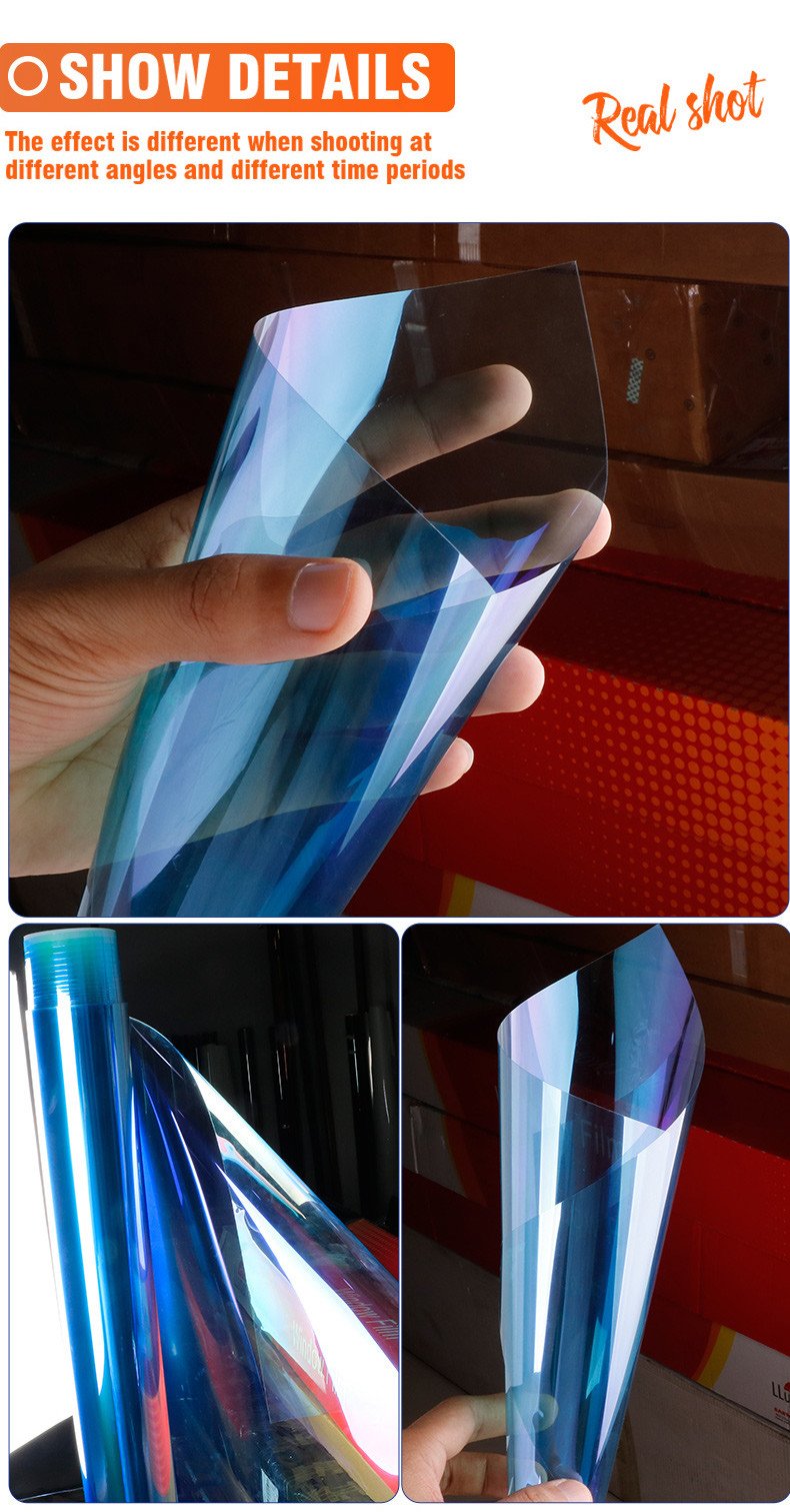 CH6099 Blue Purple Chameleon Tint 2Mil Heat Shrink Color Changing Chameleon Window Tint Film For Car Windshield