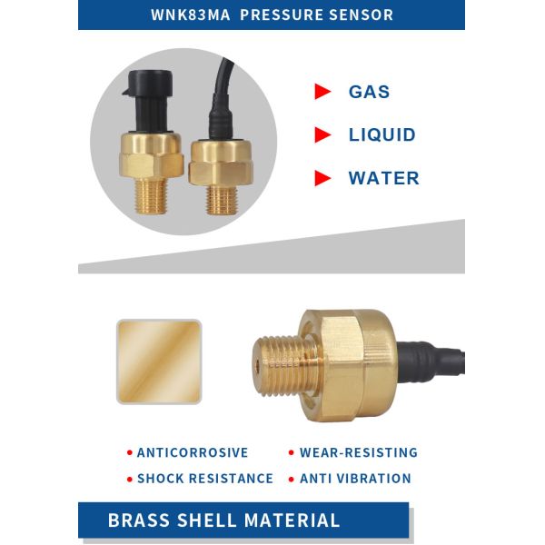 WNK83MA High Temperature Pressure Transmitter Brass Ceramic 0-20 Bar