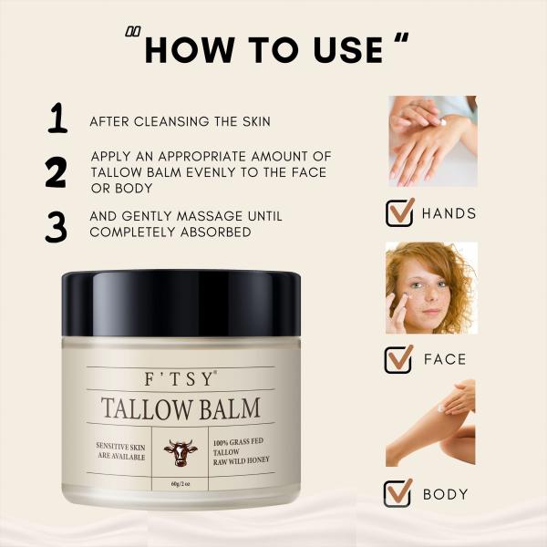 Private Label Skincare Natural Honey Tallow Beef Face Moisturizer Organic Vitamin E Moisturizing Tallow Balm Face Cream Lotion