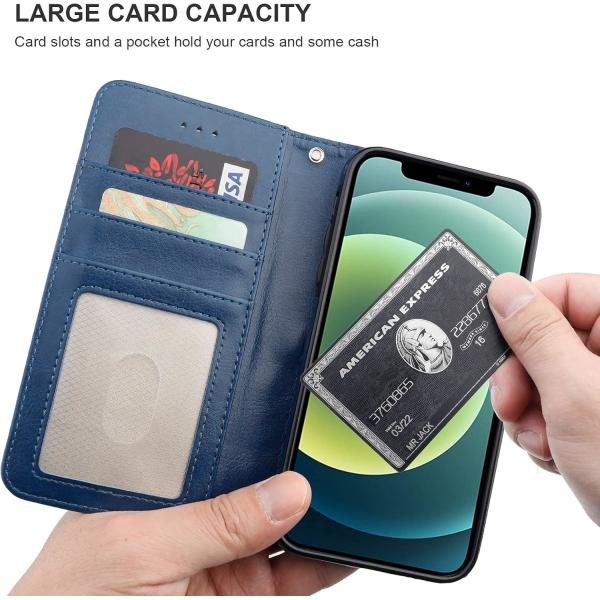 Compatible with iPhone 12/Pro wallet case with card holder PU leather stand shock-proof wrist strap clamshell 6.1-inch