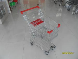 Quality 60 L 4 Wheeled Grocery Cart , Store Commercial Shopping Cart Low Carbon Steel wholesale