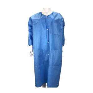 China Nonwoven Fabric SMS Hospital Doctor Surgery Clothes V Collar Blue White on sale