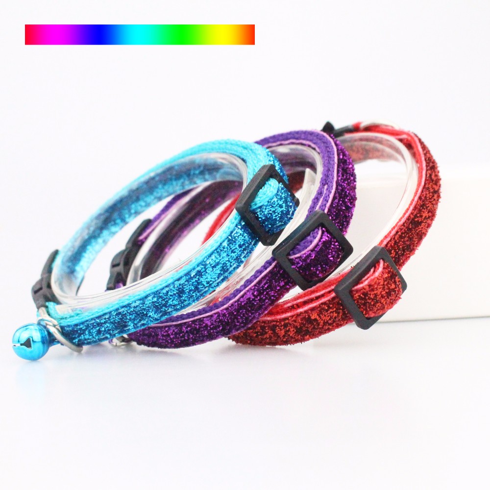 Fashion Safety Buckle Breakaway Cat Collar , Outdoor Cat Collar With Bell