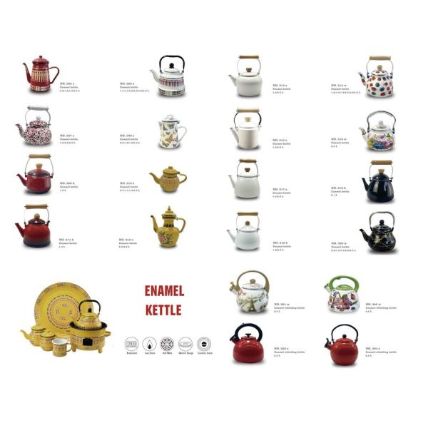 Handmade Turkish Tea Set Enamel Kettle Stovetop Kettle Gas Stove Enamel Teapot Coffee Pot 0.7L 1.2L 1.5L Capacity