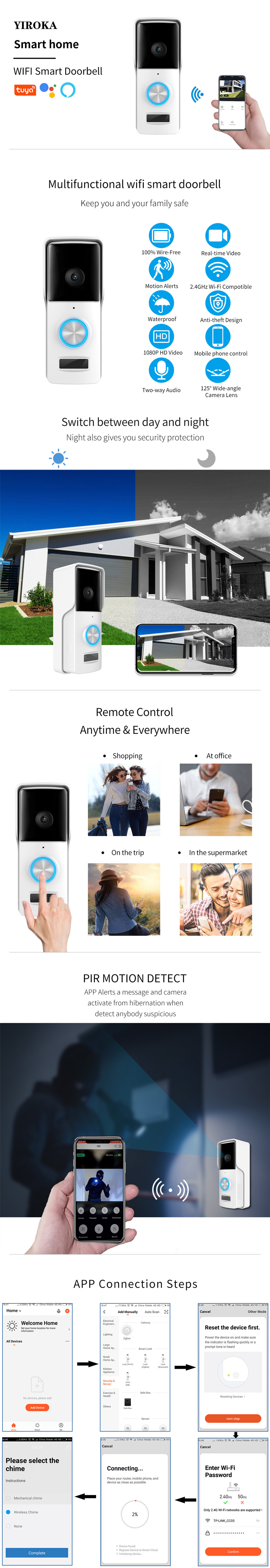 Newest IP65 Battery Powered WiFi Video Doorbell Camera(WF005)