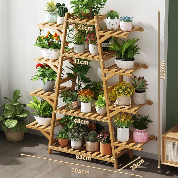 Plants Stand in Door Flower Pot Shelves Multi Tiers Wood Indoor and Outdoor Decoration Estante de flores