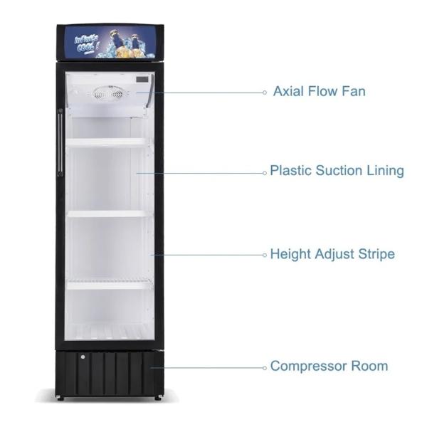 Commercial Fan Cooling Glass Door Beverage Display Upright Cooler Drinks Fridge