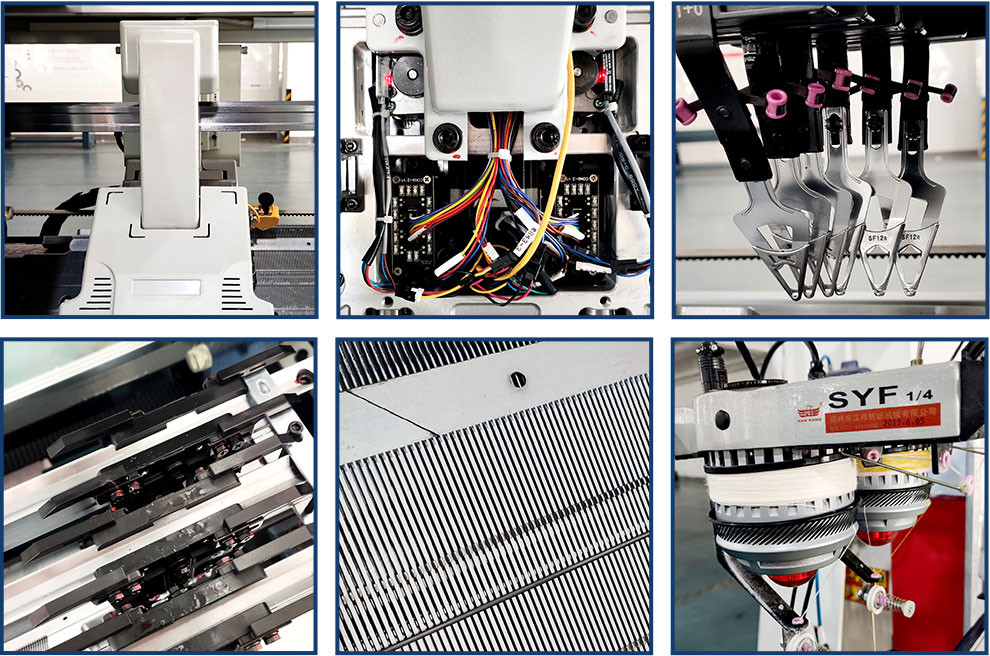 72 Inch 14G Flat Knit Collar Machine Automatic With 6 Yarn Feeders
