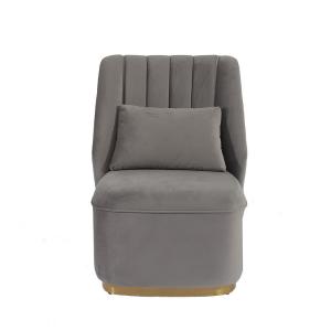 China 95cm Height Leisure Velvet Fabric Gray Armchair For Cafe on sale