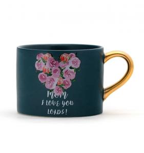 Quality Lovely Mothers Day Crockery Elegant Design Mom Gift Ceramic Mug Coffee With Gold Handle wholesale