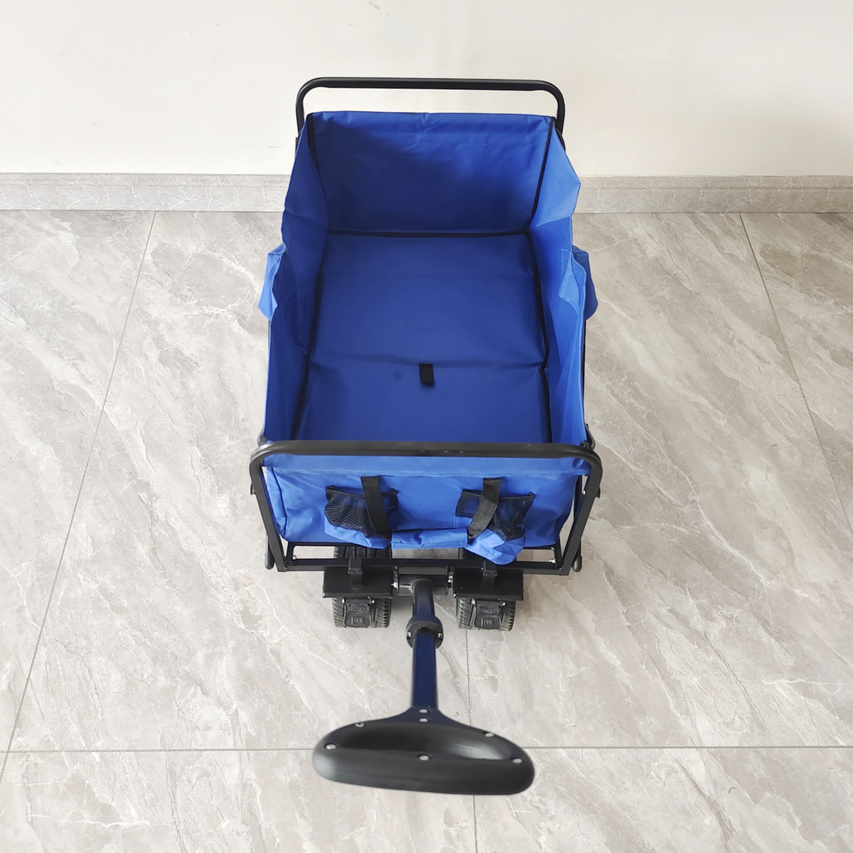 Outdoor Camping Folding Beach Wagon With Band Brake PU Wide Wheels