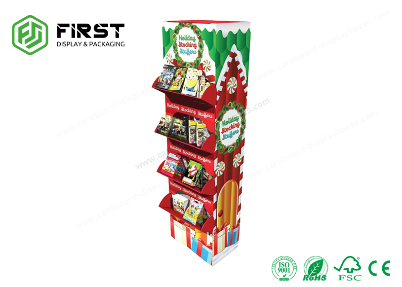 Corrugated Cardboard Floor Displays 4C CMYK Customized Size For Food Promotion