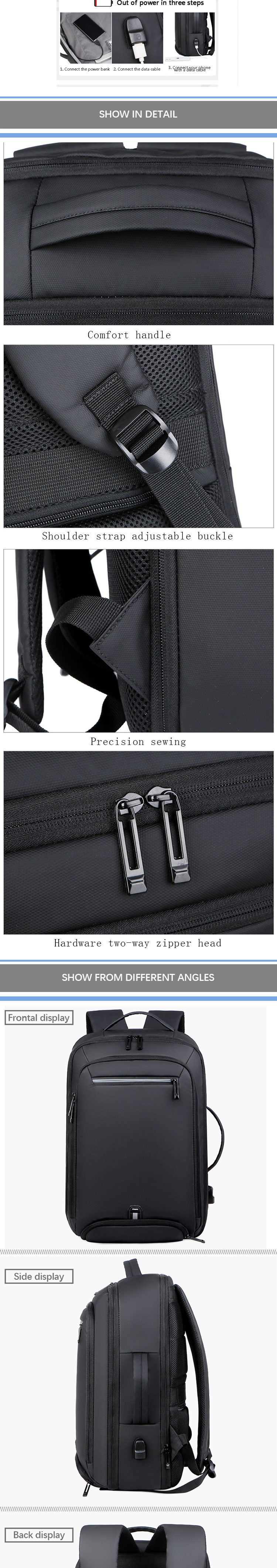 Oxford Cloth Business Laptop Backpacks For Men , Travel Backpack With Usb