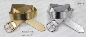 Quality 3.85cm Metallic PU Womens Fashion Belts With Gold / Nickel Zinc Alloy Buckle wholesale