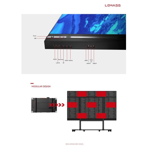 165 Inch Digital Meeting Room LED Screen 1.89mm Pixel Pitch 500cd/Sqm Brightness