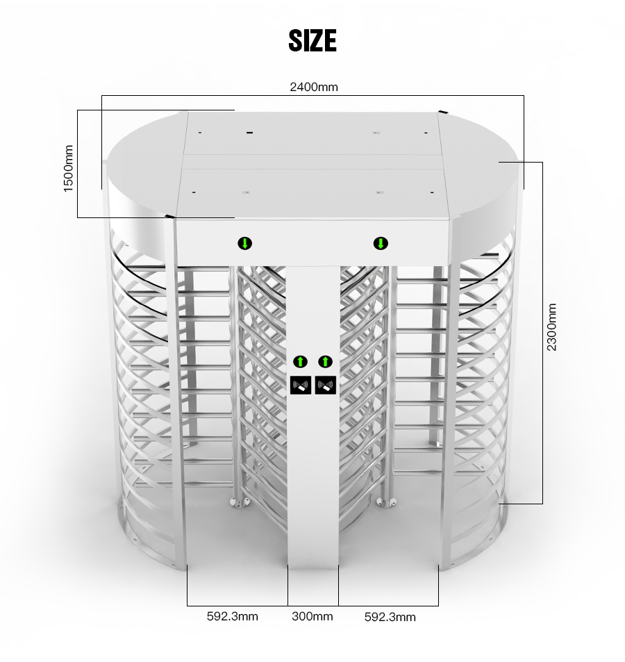 Automatic Systems SS316 Full Body Turnstile Single Access 600mm Fence Length
