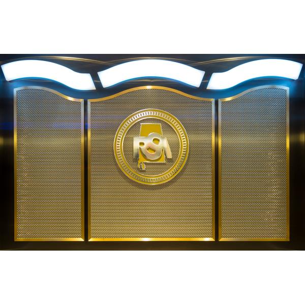 Crimped Decorative Wire Mesh , Architectural Steel Mesh In Gold Color For Office