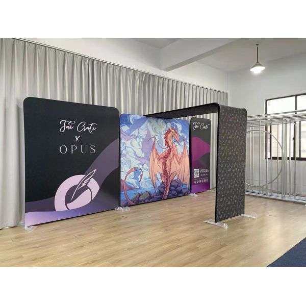 Portable Trade Show Displays 3x6m Fabric Display Booth Customized