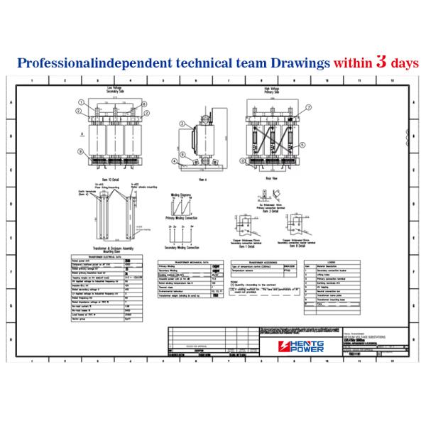 Technical diagram of 2000KVA transformer