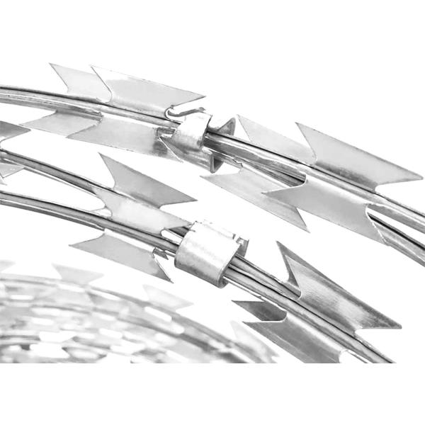 Hot Dipped Galvnaized Razor Tape Wire , Concertina Wire Fencing For Railway