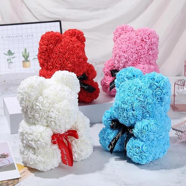 Lovely Gift 30 Colors Artificial Rose Foam Rose Bear On Sale For Christmas