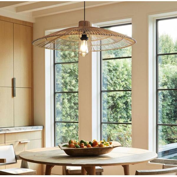 Customized Rattan Pendant Light Chandelier For Homestay Zen Tea Room