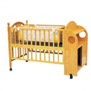 China Customized Swing Wooden Baby Cot Bed With Cabinet for new born Baby on sale