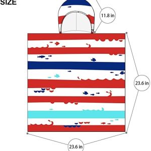 Microfiber Fabric 35''X24'' Kids Hooded Beach Towel