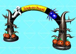 Quality Outdoor Helloween Trick Or Treat  Inflatable Pumpkin Arch With Air Blower wholesale