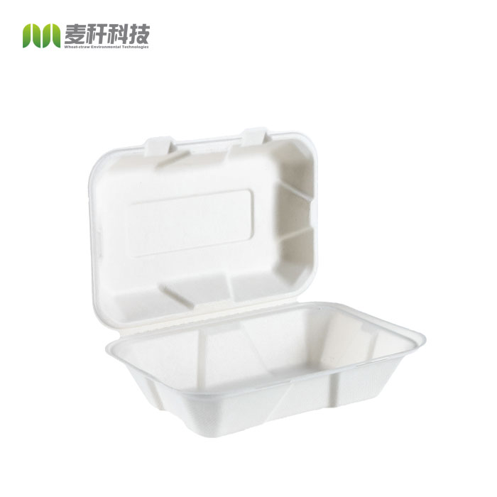 9 x 6" Natural fiber bagasse sugarcane pulp molding hoagie Box