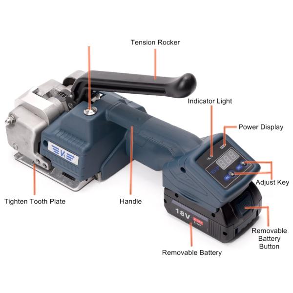 2A Capacity Handled Plastic Electric Strapping Banding Machine For 13-16mm PP/PET Strap