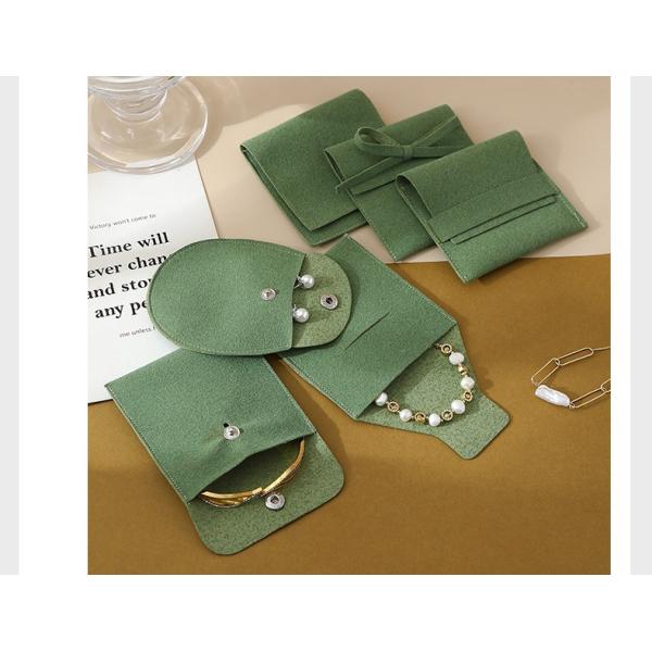 Luxury bag Customized LOGO Green Flannel Anti-Oxidation Jewelry Bag Thickened Microfiber Jewelry Bag Ring Storage Bag
