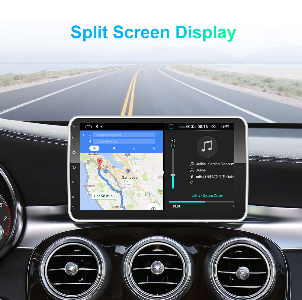 10inch Rotatable Screen 1Din Android Car Multimedia Player with Steering Wheel Control