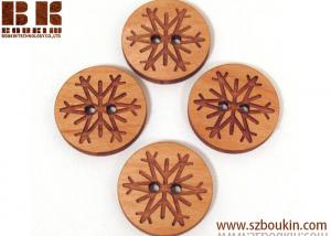 China Snowflake Wooden Buttons - Engraved Laser Cut Wood Buttons beautiful snowflake design on sale