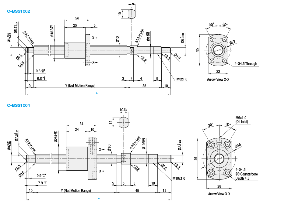 MISUMI Precision Ball Screws/Shaft Dia. 10/Lead 2/4/Cost Efficient Product [DIN69051 Compliant] Series C-BSS1002-[100-315/1] Condition 100% Original